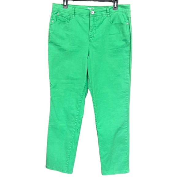 Style & Co Jeans Green Tummy Control Jeans Size 14 EUC - Picture 1 of 10